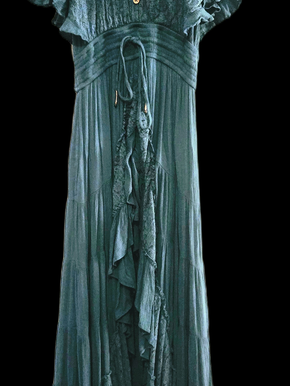 Free People Teal Ruffled Maxi Dress - Women
